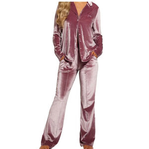 Guess Velour Velvety PJ Jogger Set Comfy Glam Y2K Sz XS purple pink Classy Fairy